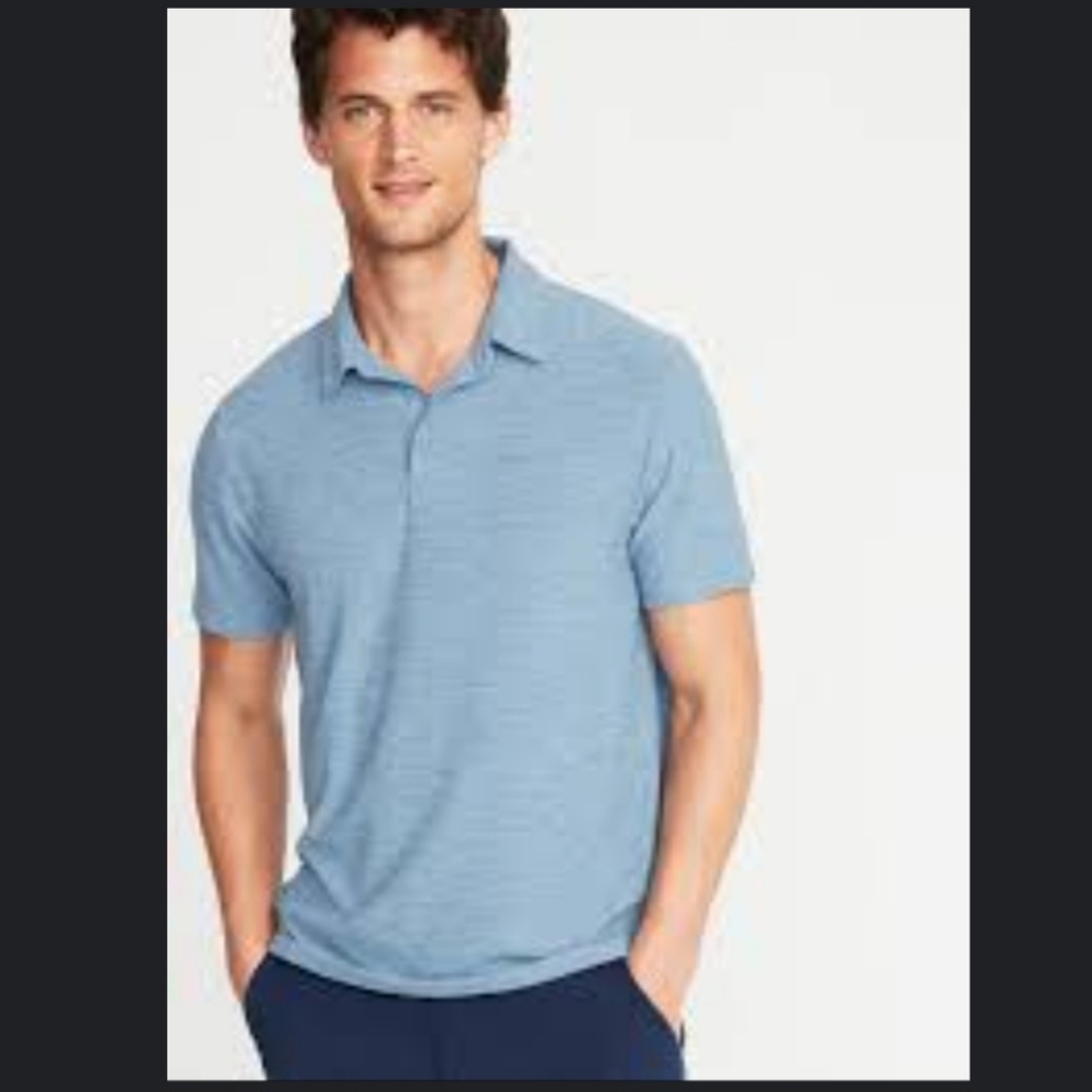 Vince Classic Slub Polo Shirt sz L cornflower blue